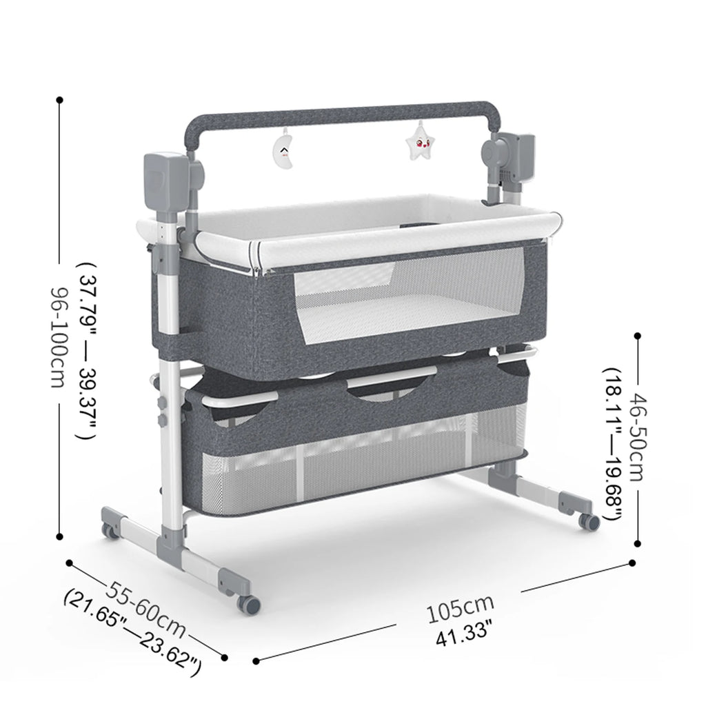Automatic Rocking Baby Bassinet with Remote & Bluetooth | Bedside Sleeper for Newborns
