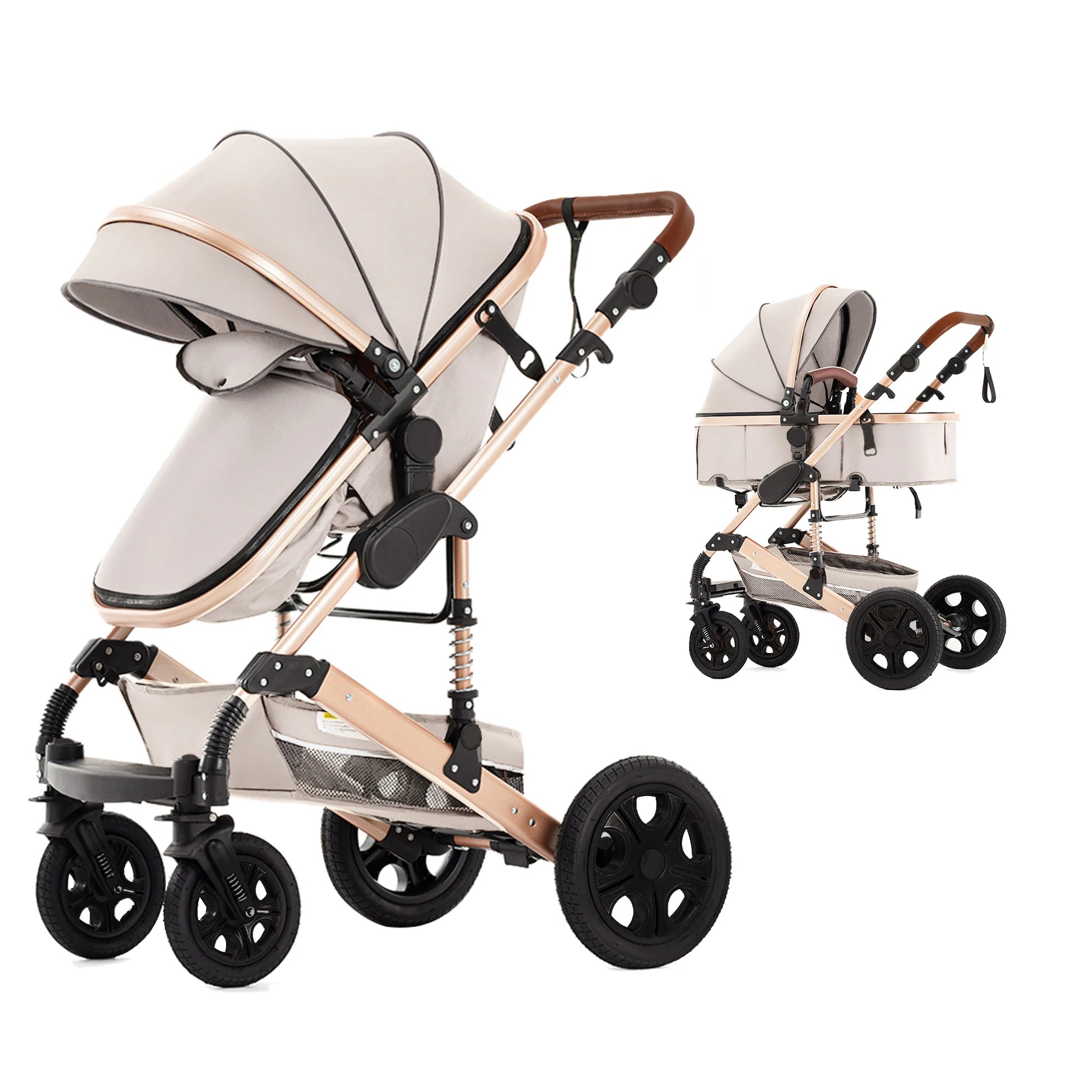 3-in-1 Luxury Baby Stroller Travel System with Car Seat & Foldable Bassinet
