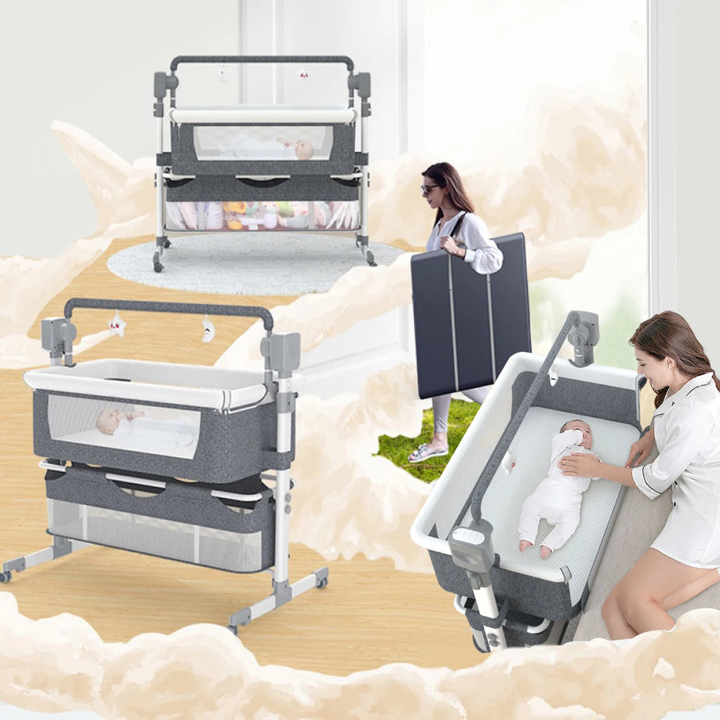 Automatic Rocking Baby Bassinet with Remote & Bluetooth | Bedside Sleeper for Newborns