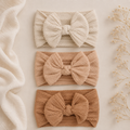 3-Piece Baby Bow Headband Set – Soft Nylon Baby Girl Hair Accessories