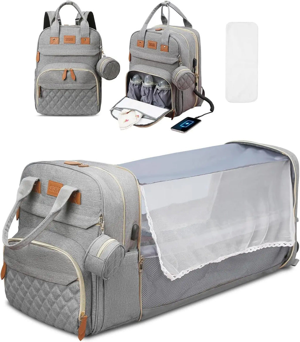 BabyBumply™ 3-in-1 Diaper Bag Backpack & Portable Baby Bed