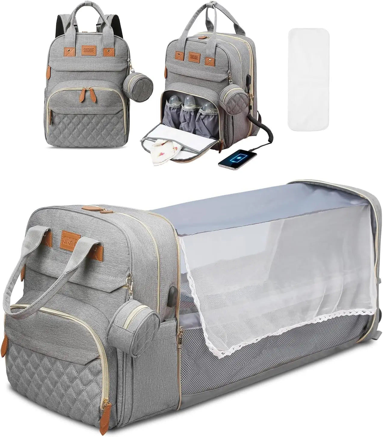 BabyBumply™ 3-in-1 Diaper Bag Backpack & Portable Baby Bed