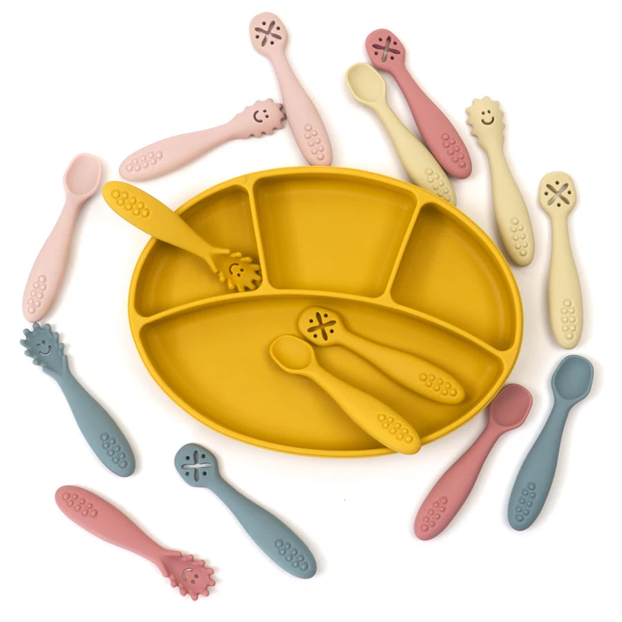 3-Piece Silicone Baby Feeding Spoon Set – Soft Training Utensils for Self-Feeding Toddlers