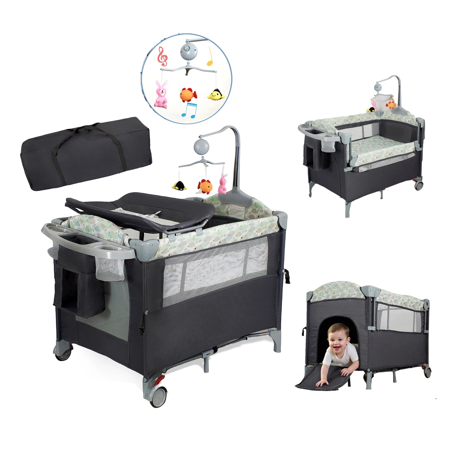 BabyBumply™ 4-in-1 Portable Playpen & Bassinet Combo