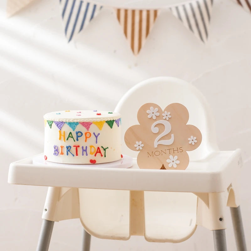 Wooden Baby Milestone Cards – Monthly Photo Props for Baby Memories