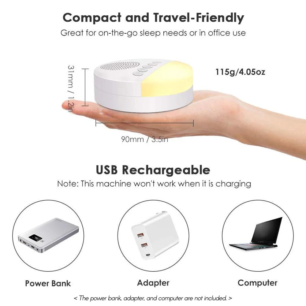 Portable Baby White Noise Machine with Night Light & Sleep Timer