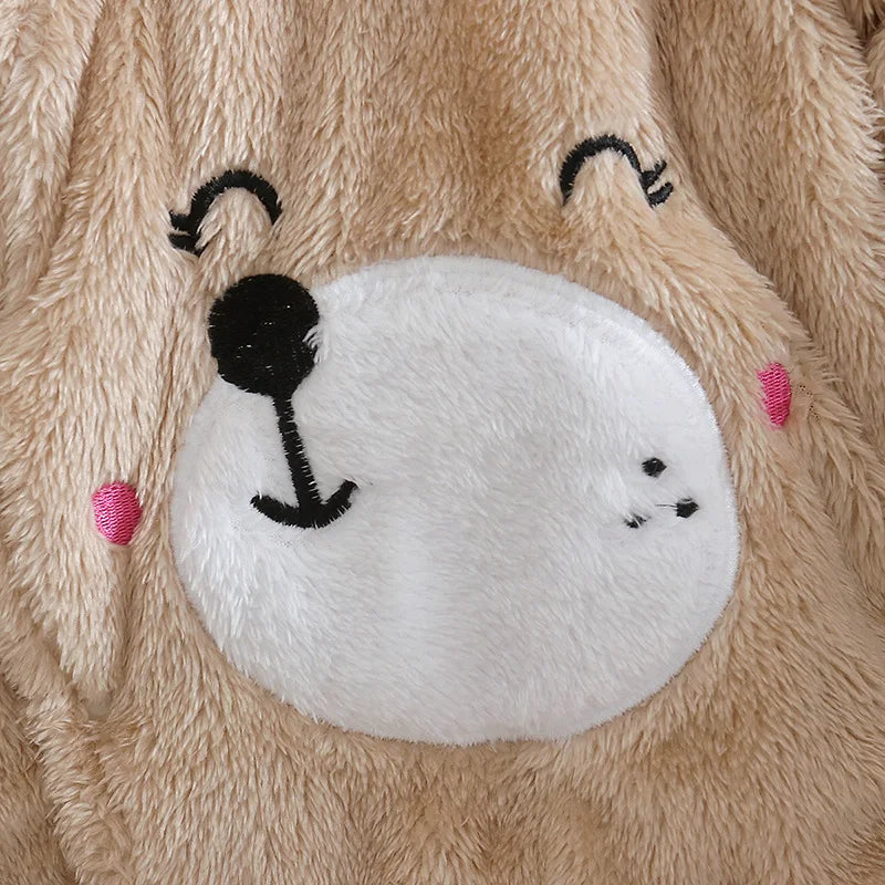 Cozy Baby Hooded Romper – Soft Winter Bunny & Bear Jumpsuit for Babies