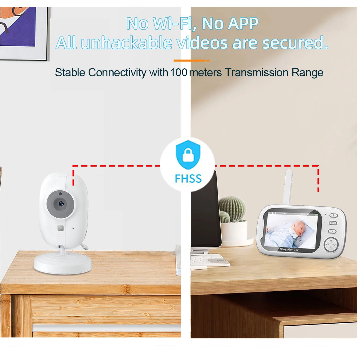 3.5" Wireless Baby Monitor with Night Vision, 2-Way Audio & Temperature Sensor