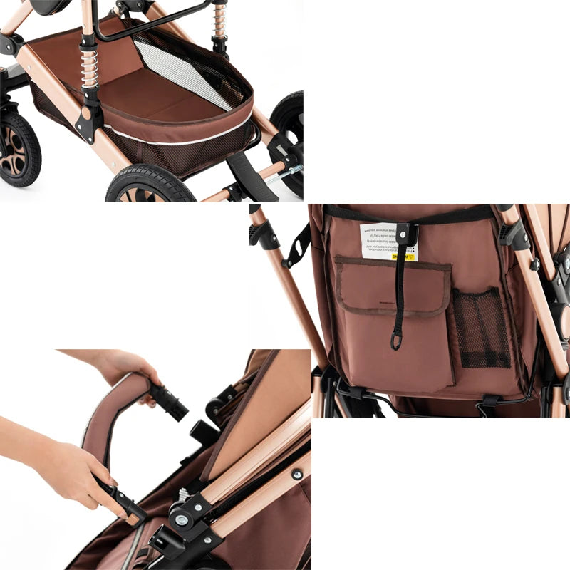 3-in-1 Luxury Baby Stroller Travel System with Car Seat & Foldable Bassinet