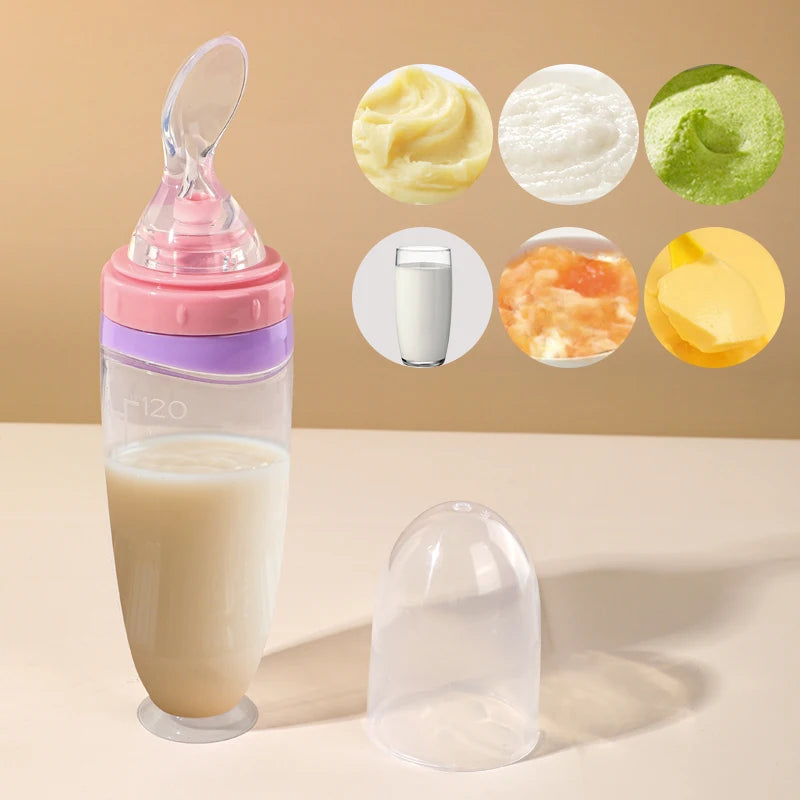 Squeeze Baby Food Feeder Bottle with Spoon