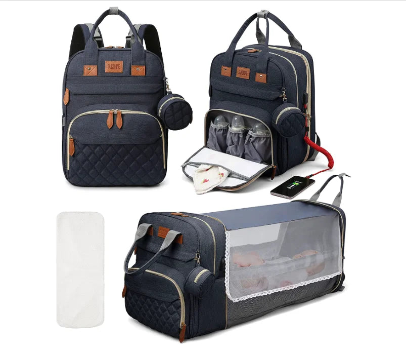 BabyBumply™ 3-in-1 Diaper Bag Backpack & Portable Baby Bed