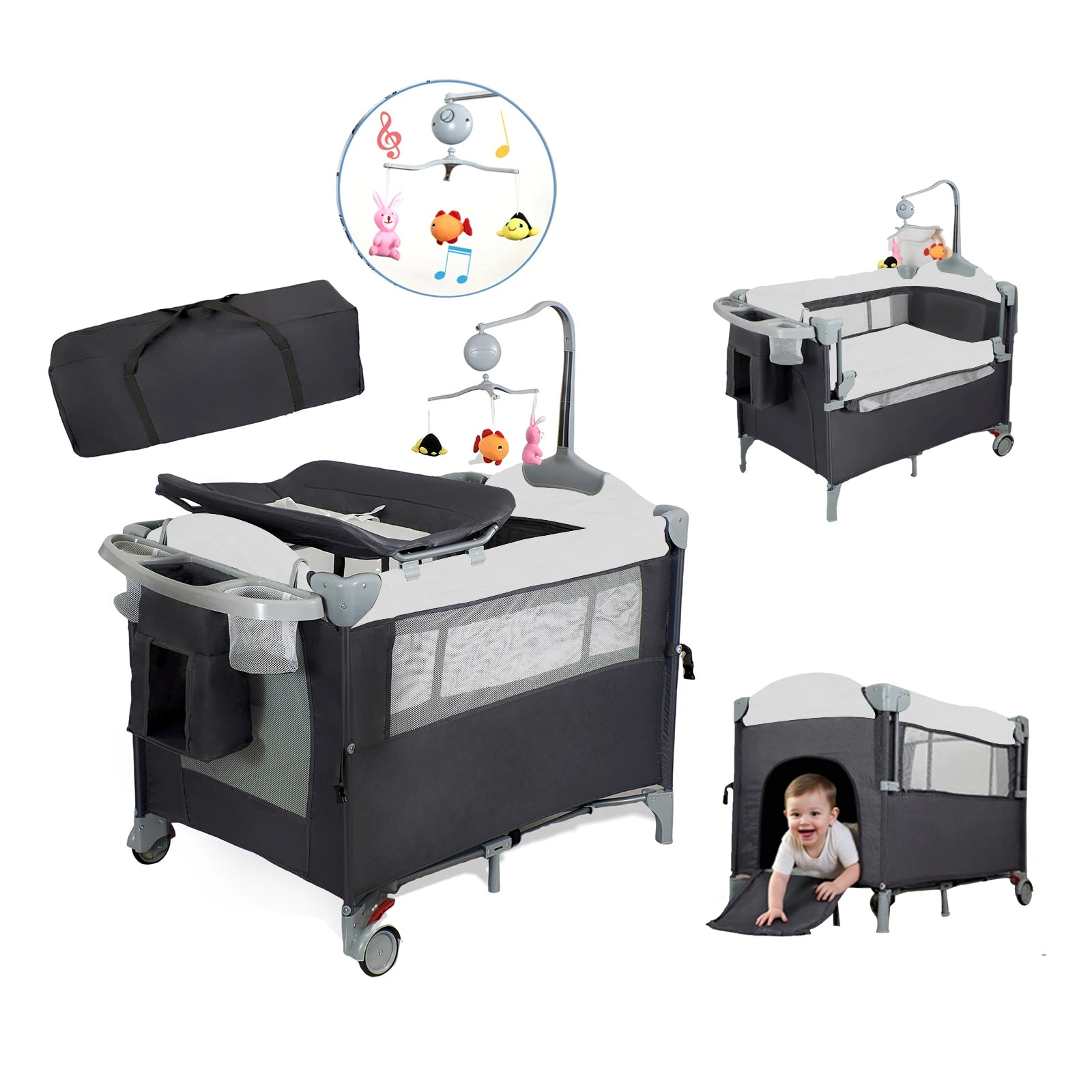 BabyBumply™ 4-in-1 Portable Playpen & Bassinet Combo