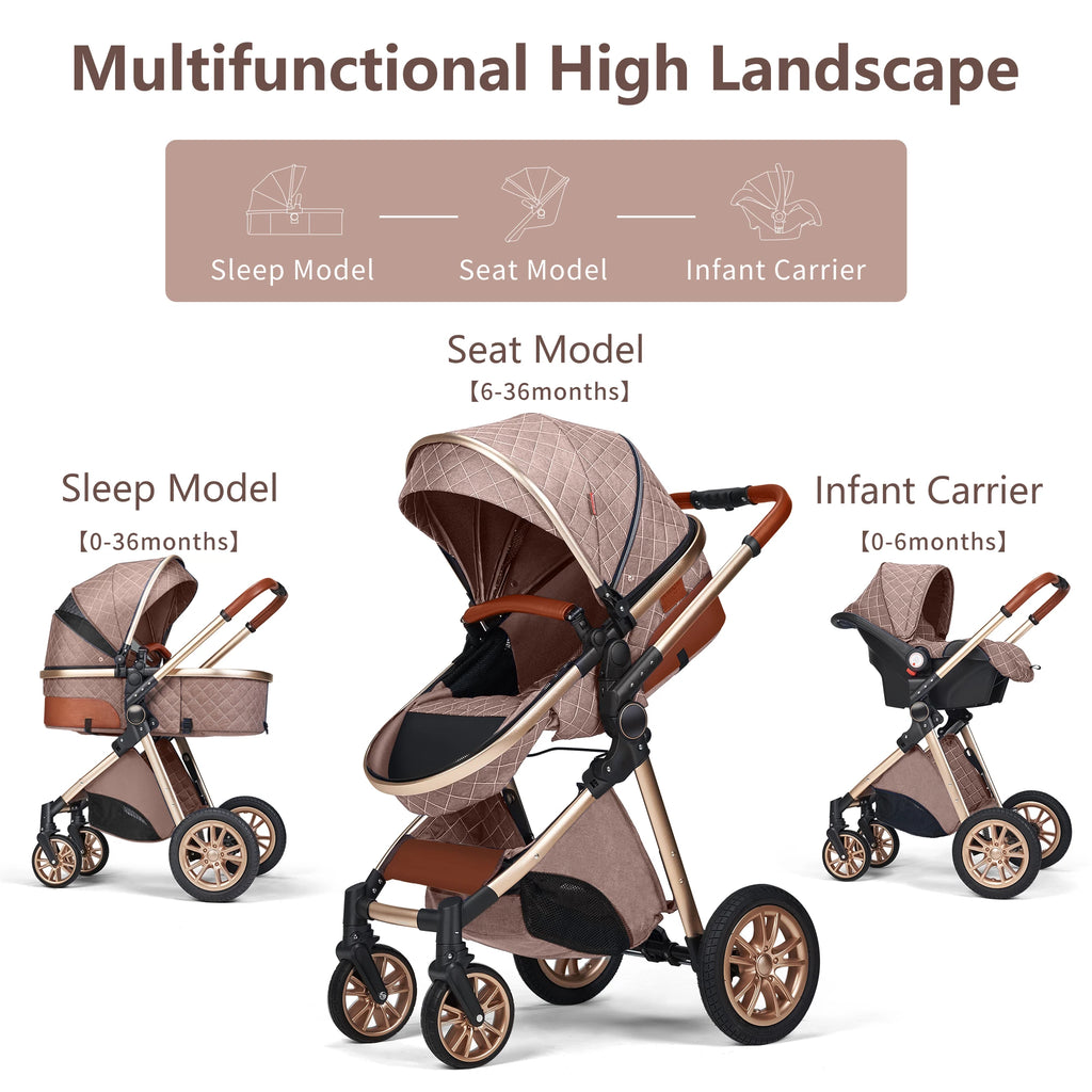 3-in-1 Baby Travel System Stroller – Reversible Seat & Foldable Design for 0–36 Months