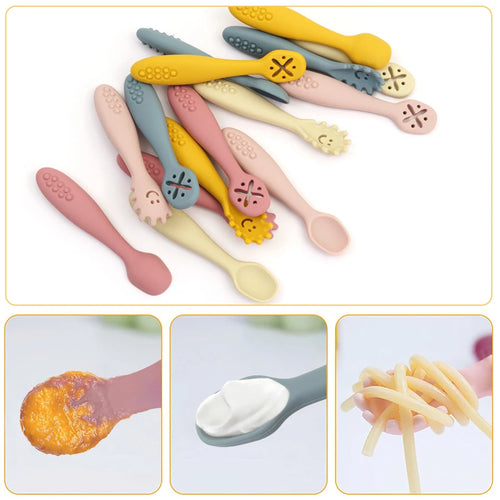 3-Piece Silicone Baby Feeding Spoon Set – Soft Training Utensils for Self-Feeding Toddlers