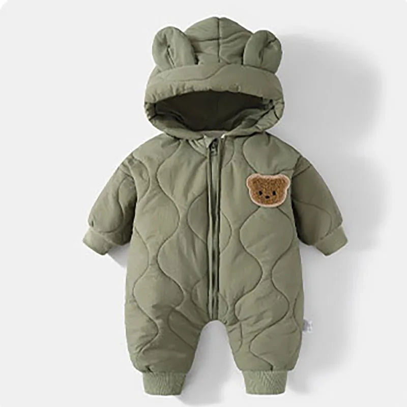 Warm Baby Bear Hooded Romper – Cozy Winter Jumpsuit for Babies