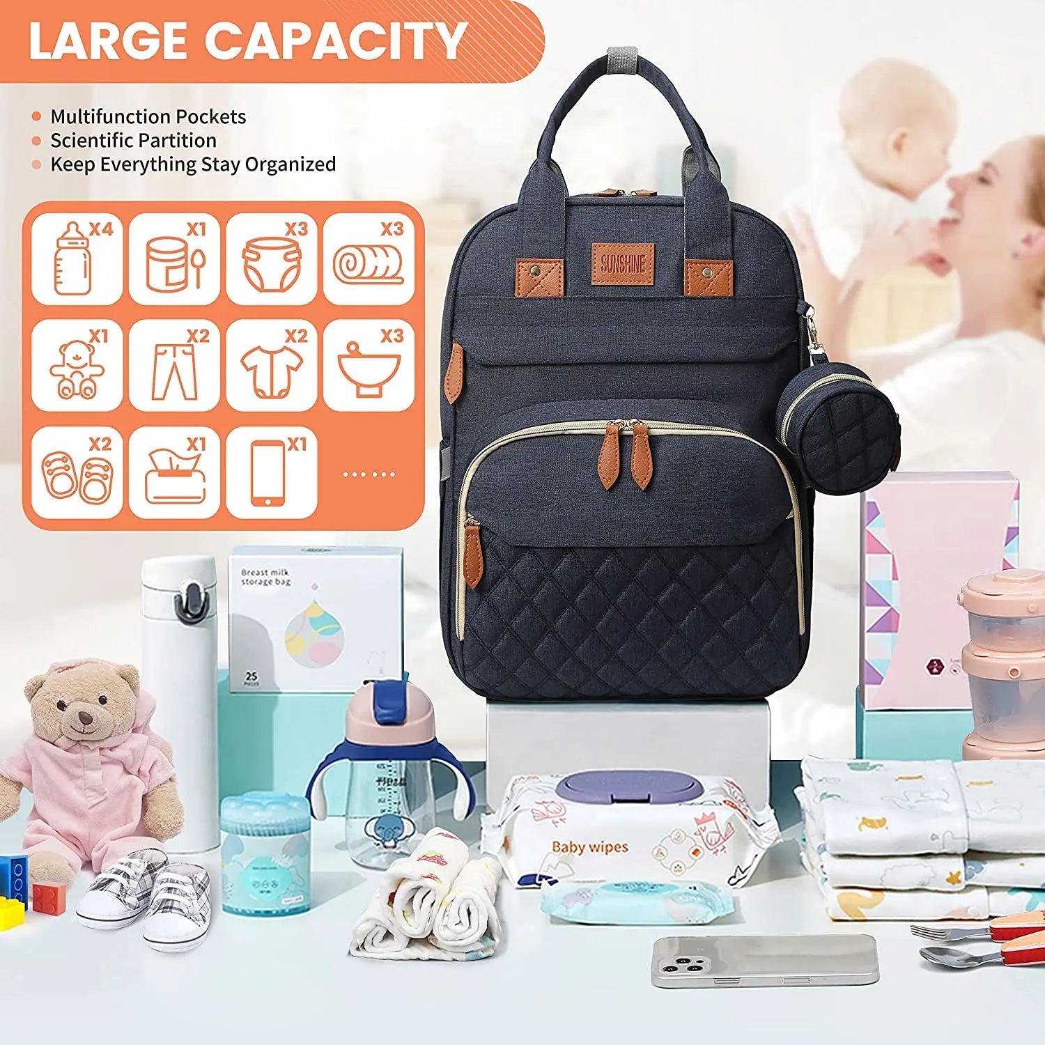 BabyBumply™ 3-in-1 Diaper Bag Backpack & Portable Baby Bed