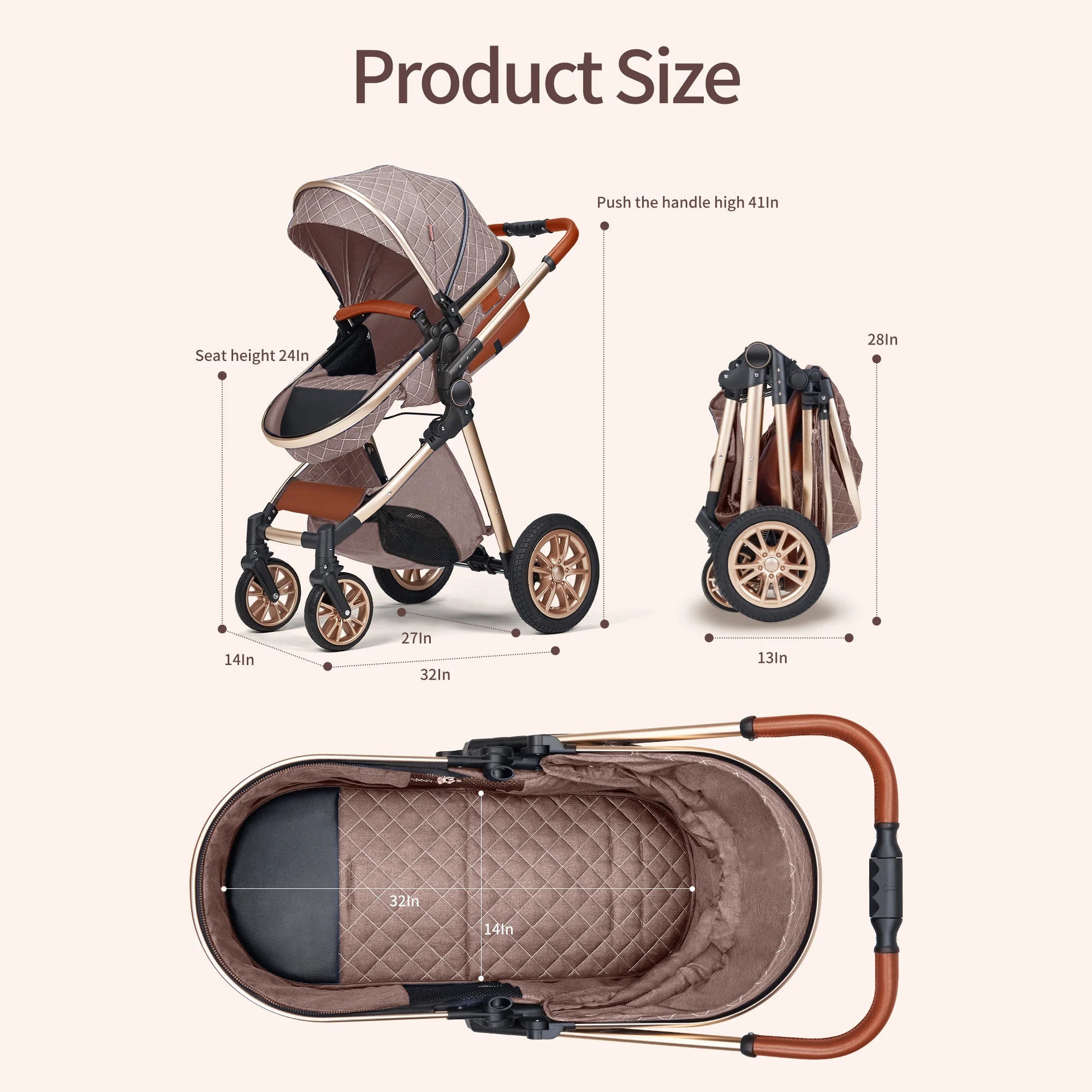 3-in-1 Baby Travel System Stroller – Reversible Seat & Foldable Design for 0–36 Months