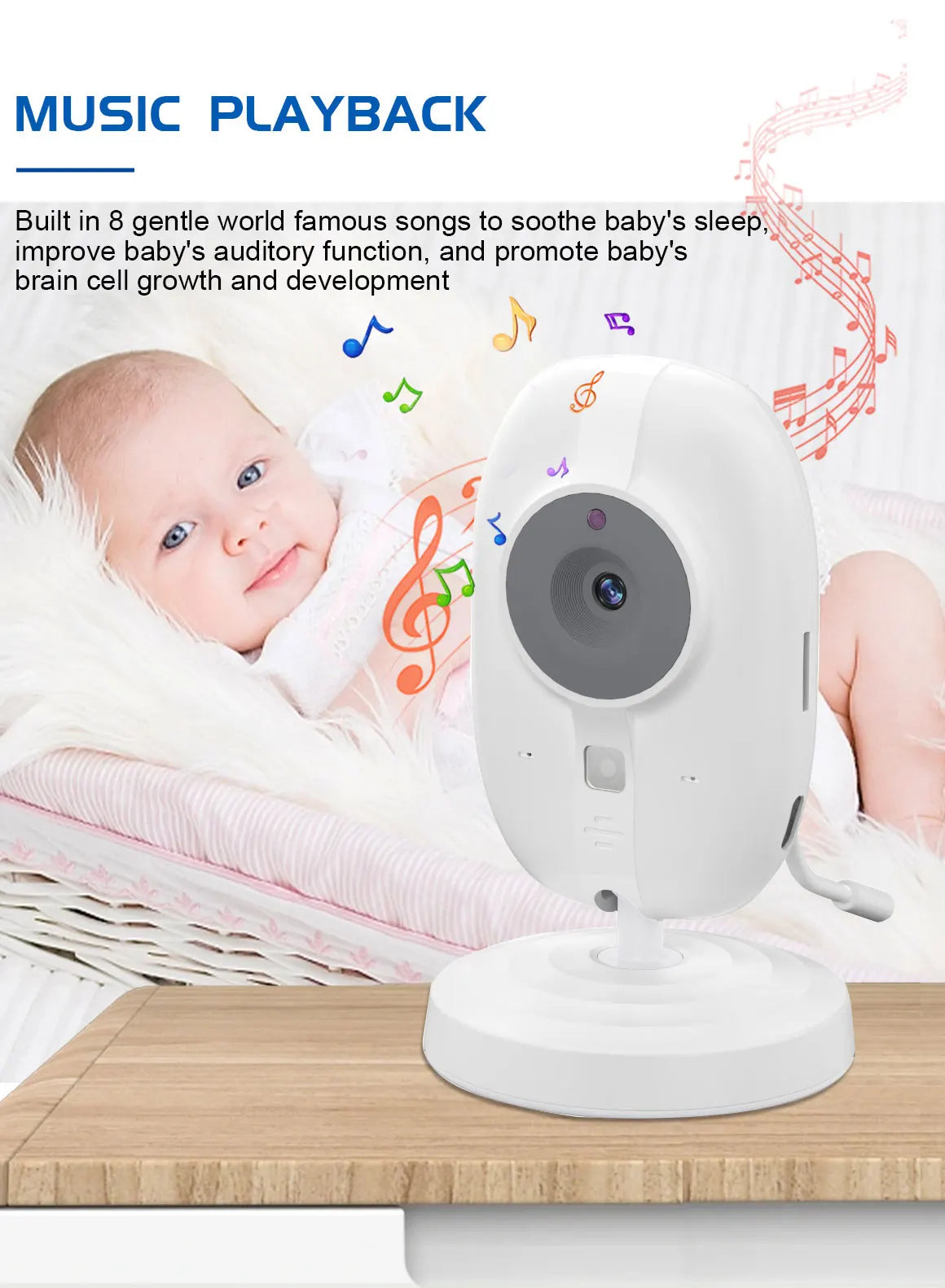 3.5" Wireless Baby Monitor with Night Vision, 2-Way Audio & Temperature Sensor