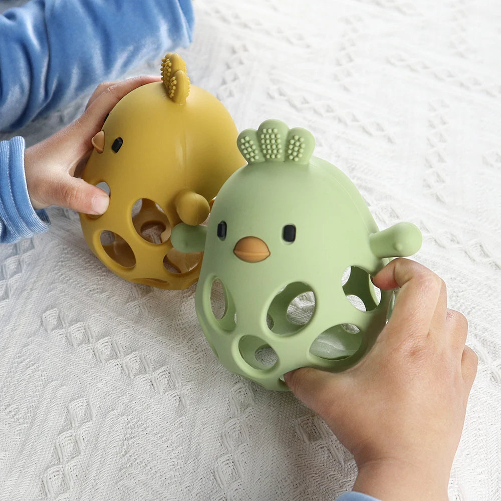 Silicone Baby Teether Toy | Soft Chick-Shaped Sensory Teething Toy