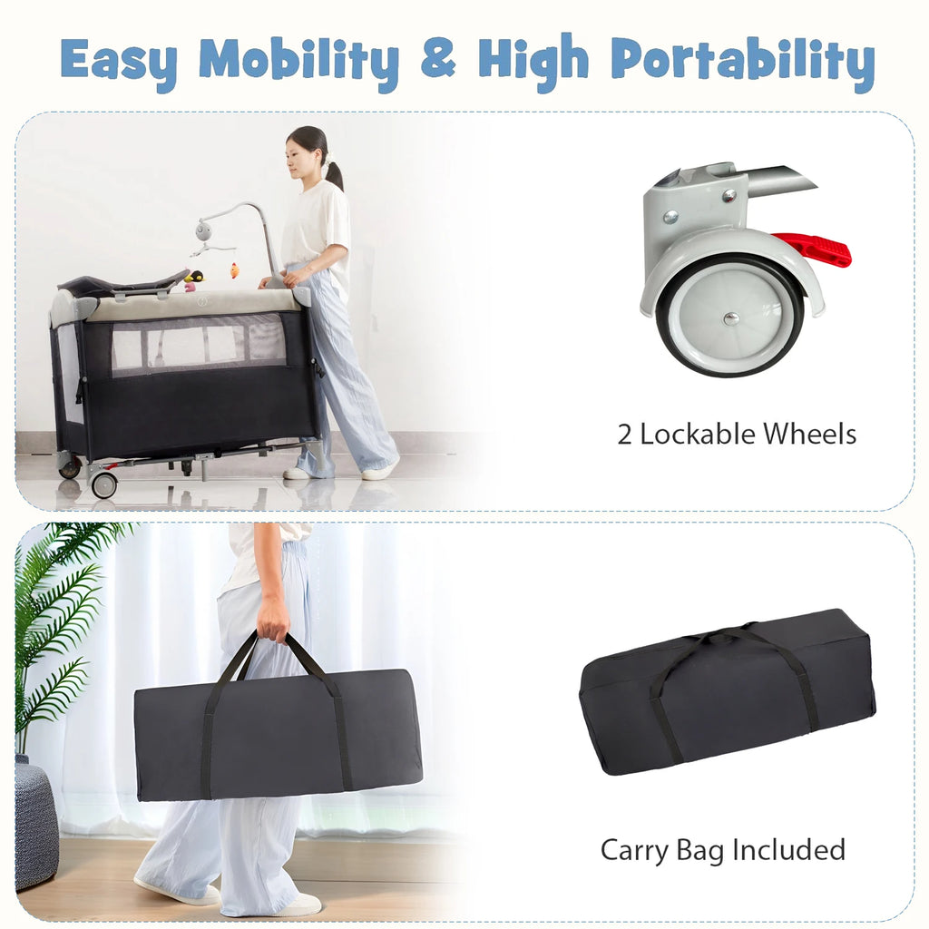 BabyBumply™ 4-in-1 Portable Playpen & Bassinet Combo