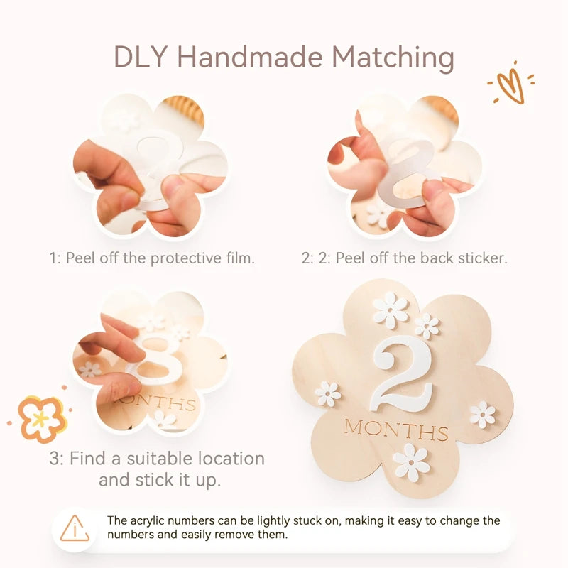 Wooden Baby Milestone Cards – Monthly Photo Props for Baby Memories