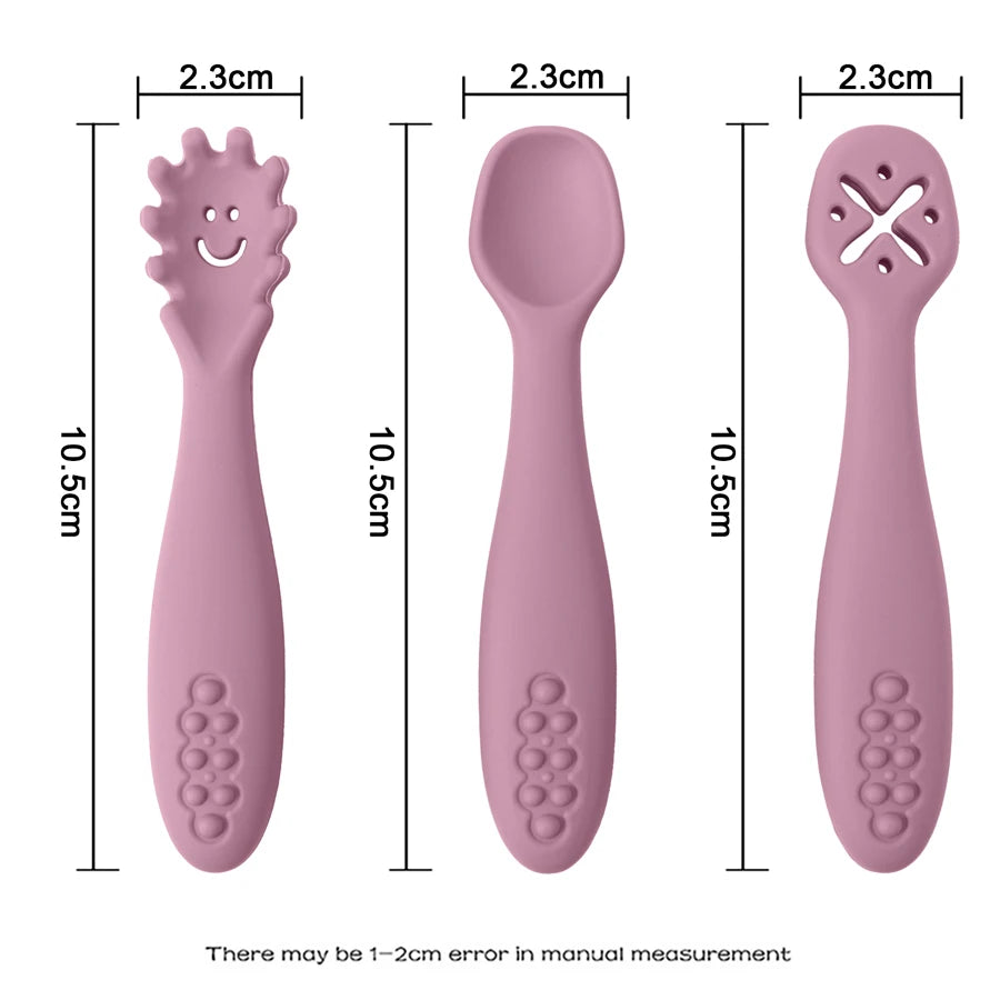 3-Piece Silicone Baby Feeding Spoon Set – Soft Training Utensils for Self-Feeding Toddlers