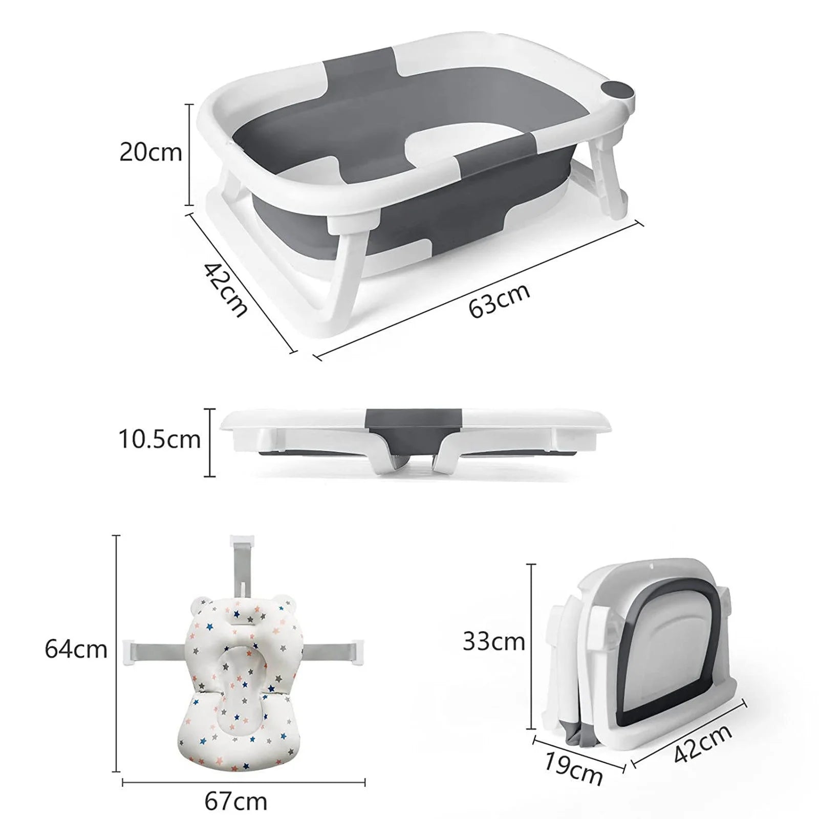 BabyBumply™ Foldable Baby Bath Tub with Cushion & Thermometer