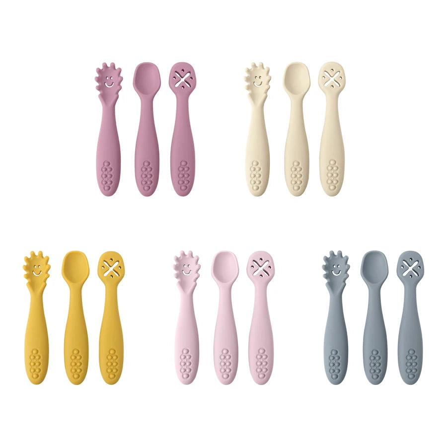 3-Piece Silicone Baby Feeding Spoon Set – Soft Training Utensils for Self-Feeding Toddlers