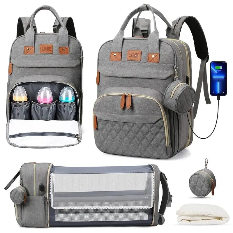 BabyBumply™ 3-in-1 Diaper Bag Backpack & Portable Baby Bed