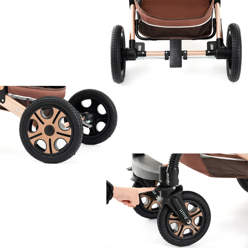 3-in-1 Luxury Baby Stroller Travel System with Car Seat & Foldable Bassinet