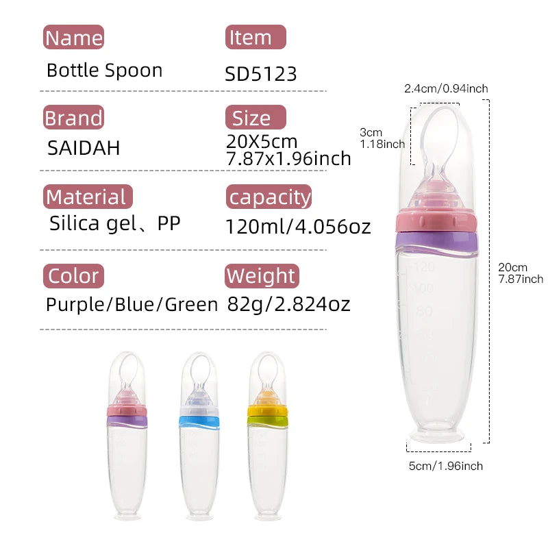 Squeeze Baby Food Feeder Bottle with Spoon