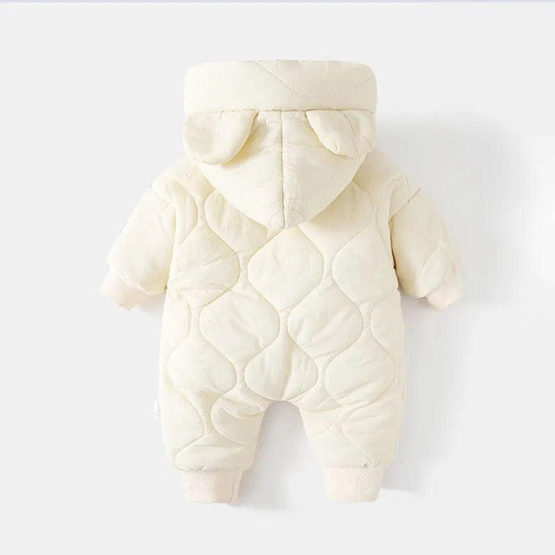 Warm Baby Bear Hooded Romper – Cozy Winter Jumpsuit for Babies