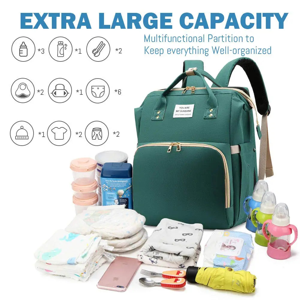BabyBumply™ 3-in-1 Diaper Bag Backpack & Portable Baby Bed