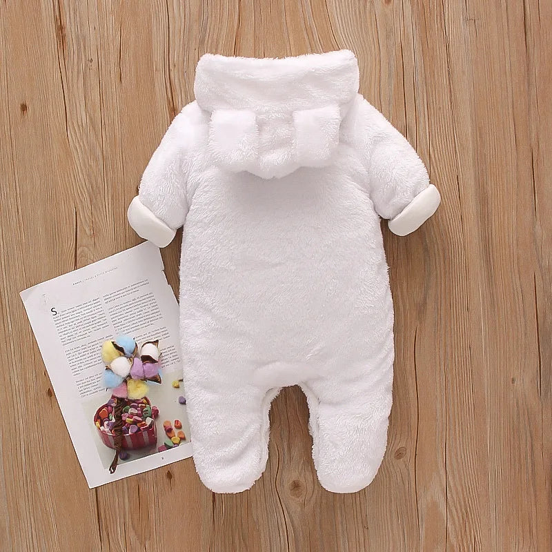 Cozy Baby Hooded Romper – Soft Winter Bunny & Bear Jumpsuit for Babies
