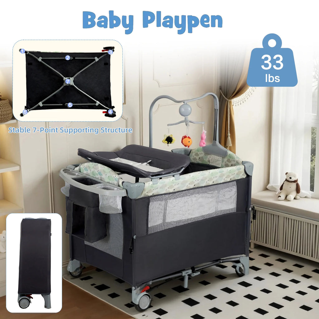BabyBumply™ 4-in-1 Portable Playpen & Bassinet Combo
