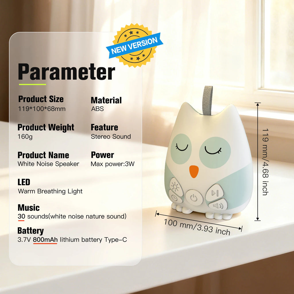 Owl Baby White Noise Machine with Night Light & Smart Cry Sensor