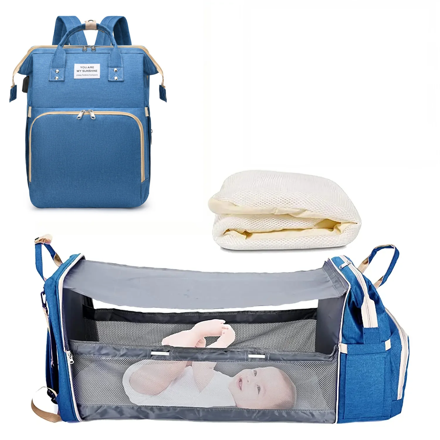 BabyBumply™ 3-in-1 Diaper Bag Backpack & Portable Baby Bed