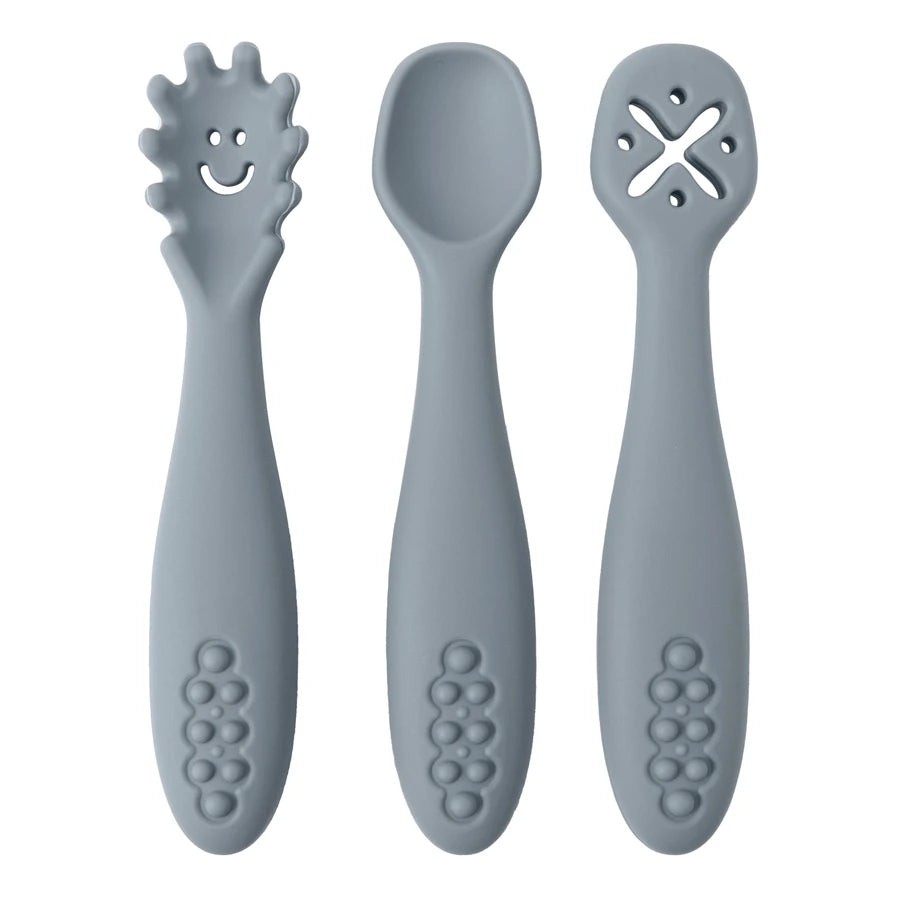 3-Piece Silicone Baby Feeding Spoon Set – Soft Training Utensils for Self-Feeding Toddlers