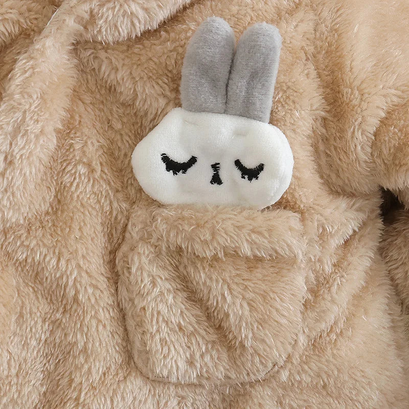 Cozy Baby Hooded Romper – Soft Winter Bunny & Bear Jumpsuit for Babies