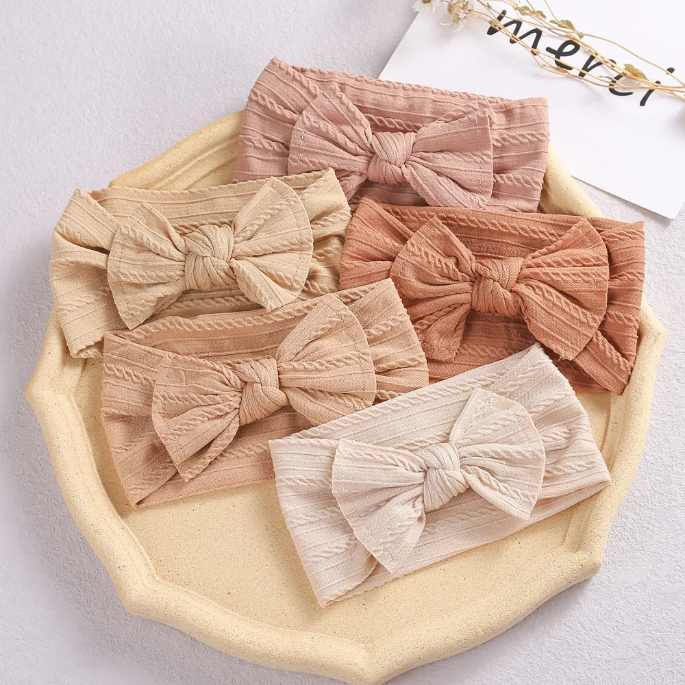 3-Piece Baby Bow Headband Set – Soft Nylon Baby Girl Hair Accessories