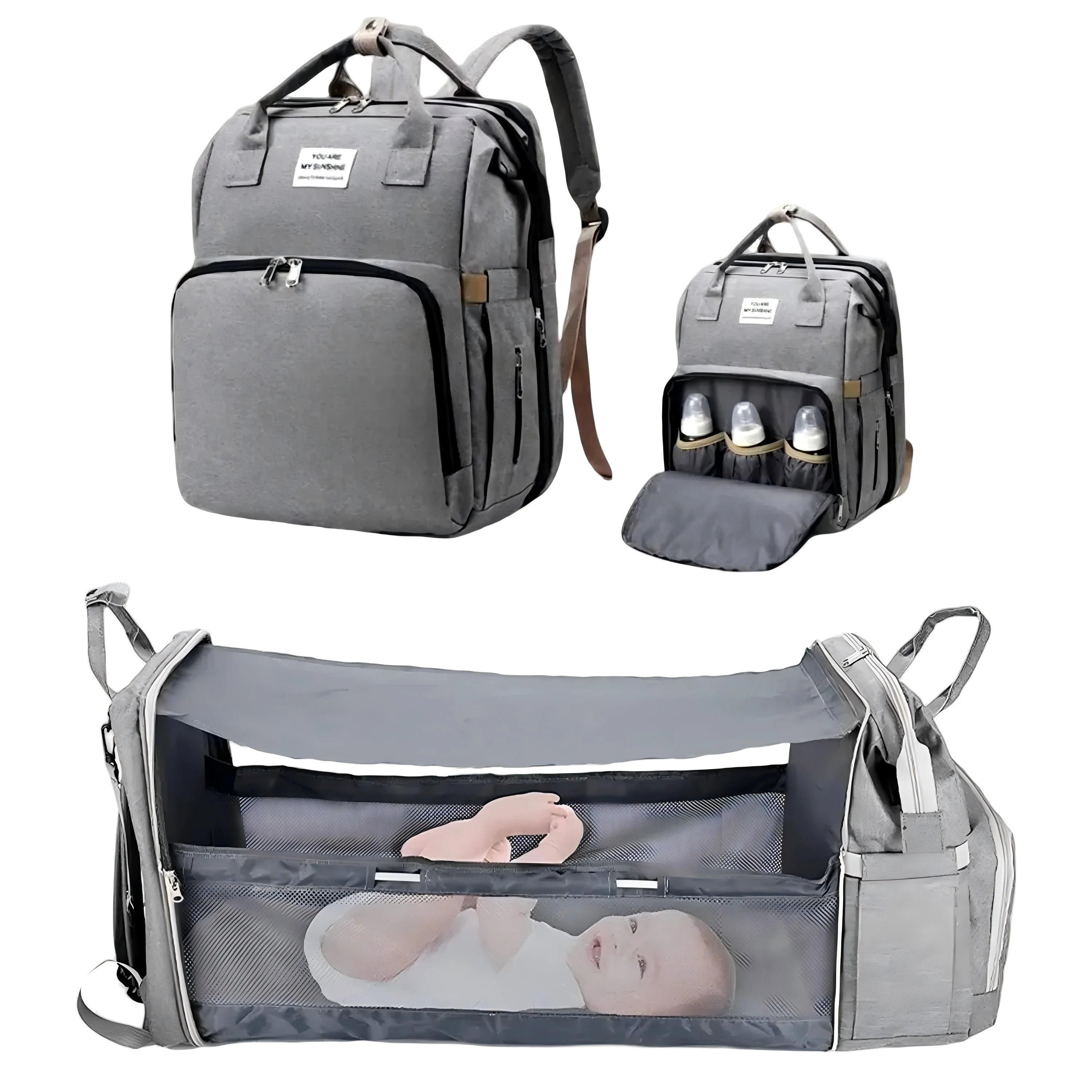 BabyBumply™ 3-in-1 Diaper Bag Backpack & Portable Baby Bed