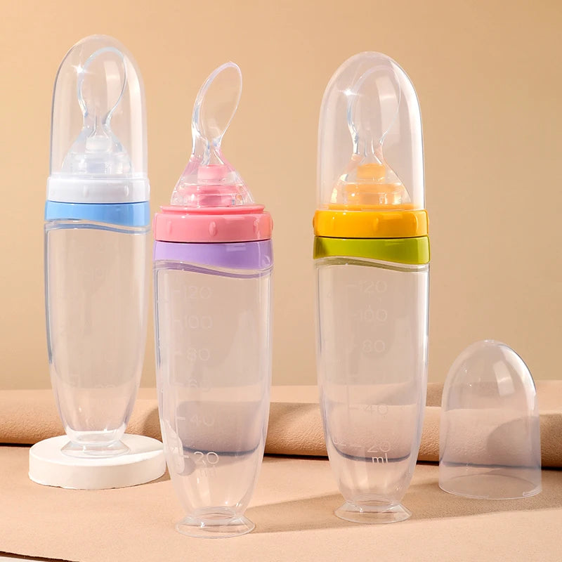 Squeeze Baby Food Feeder Bottle with Spoon