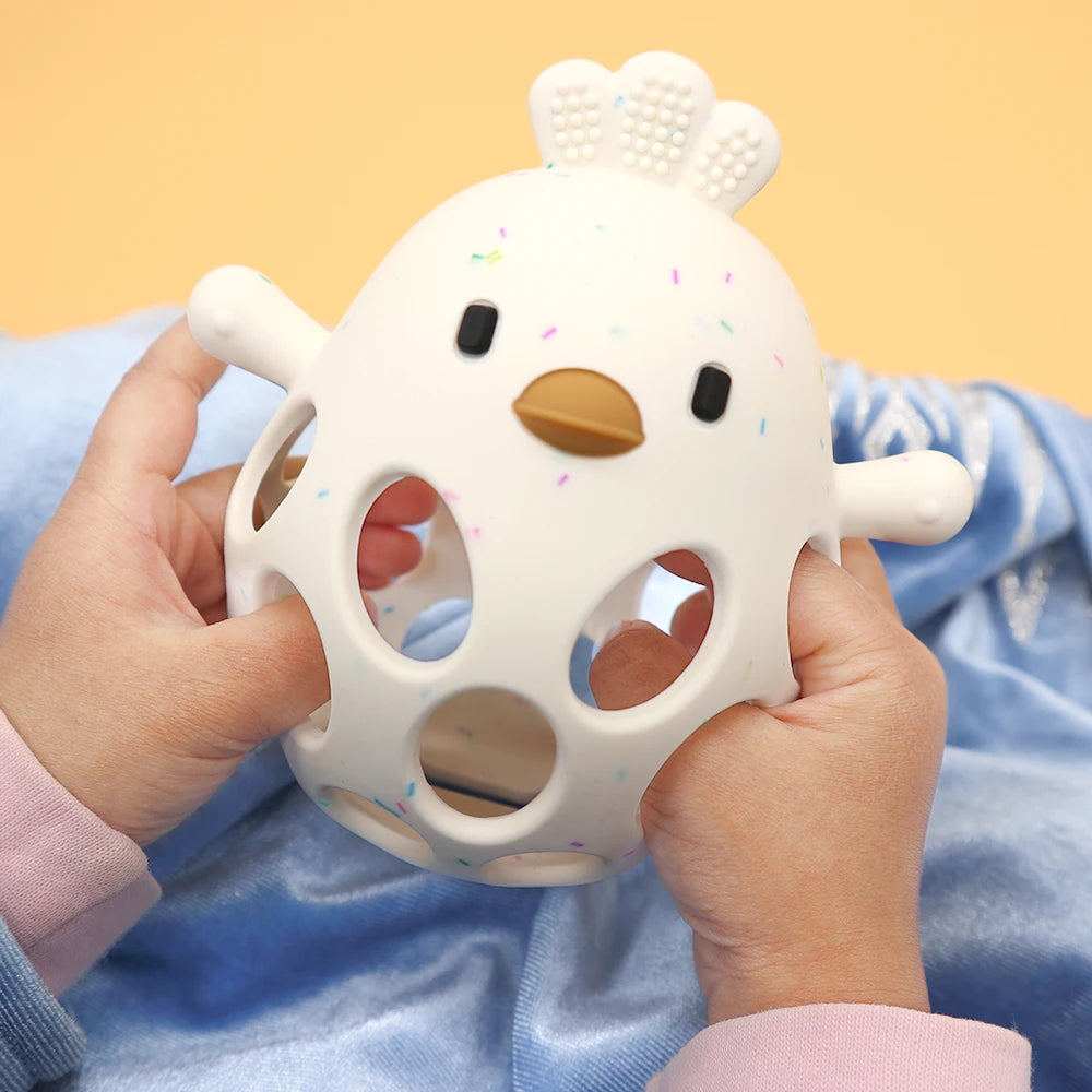 Silicone Baby Teether Toy | Soft Chick-Shaped Sensory Teething Toy