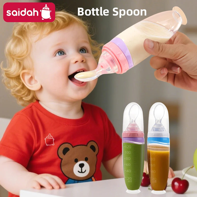 Squeeze Baby Food Feeder Bottle with Spoon