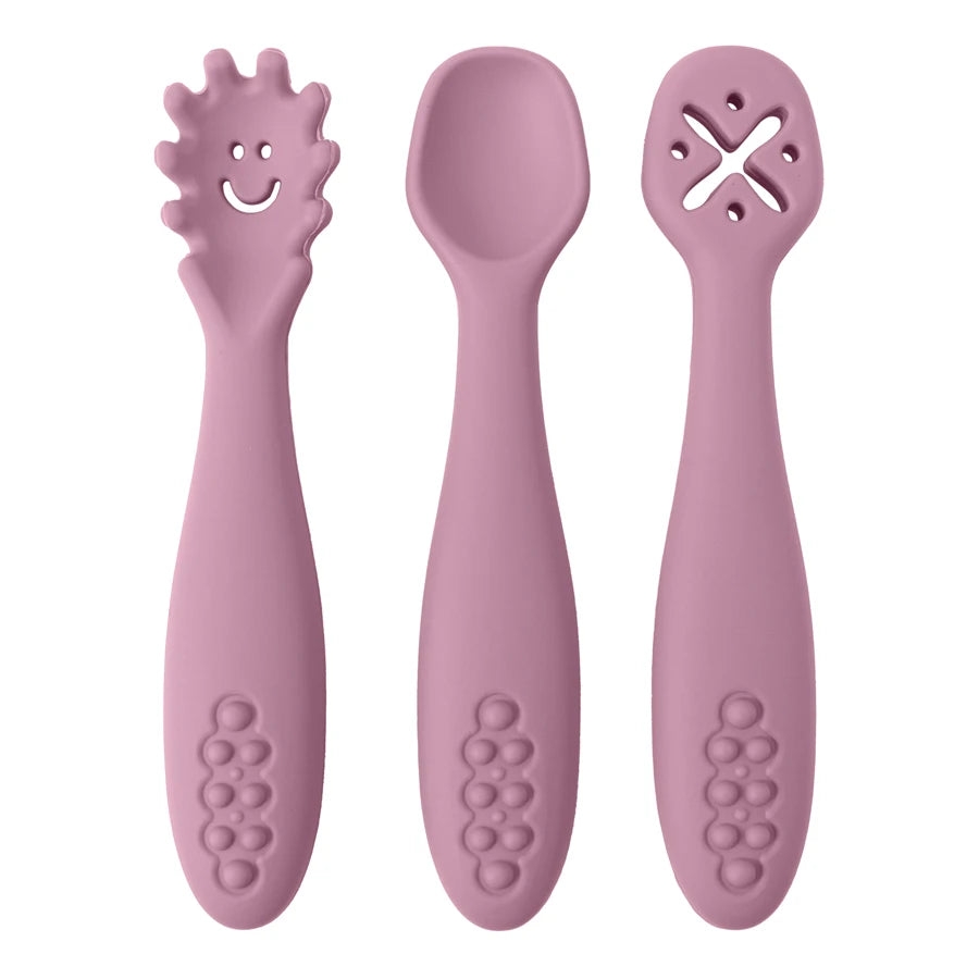 3-Piece Silicone Baby Feeding Spoon Set – Soft Training Utensils for Self-Feeding Toddlers