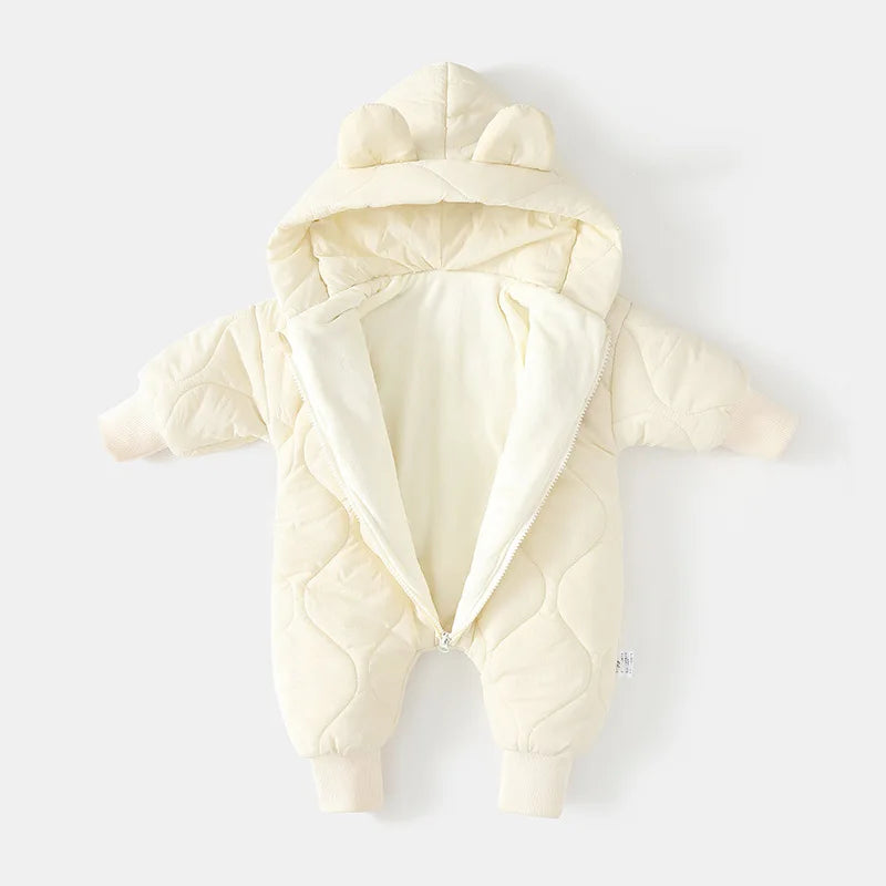 Warm Baby Bear Hooded Romper – Cozy Winter Jumpsuit for Babies
