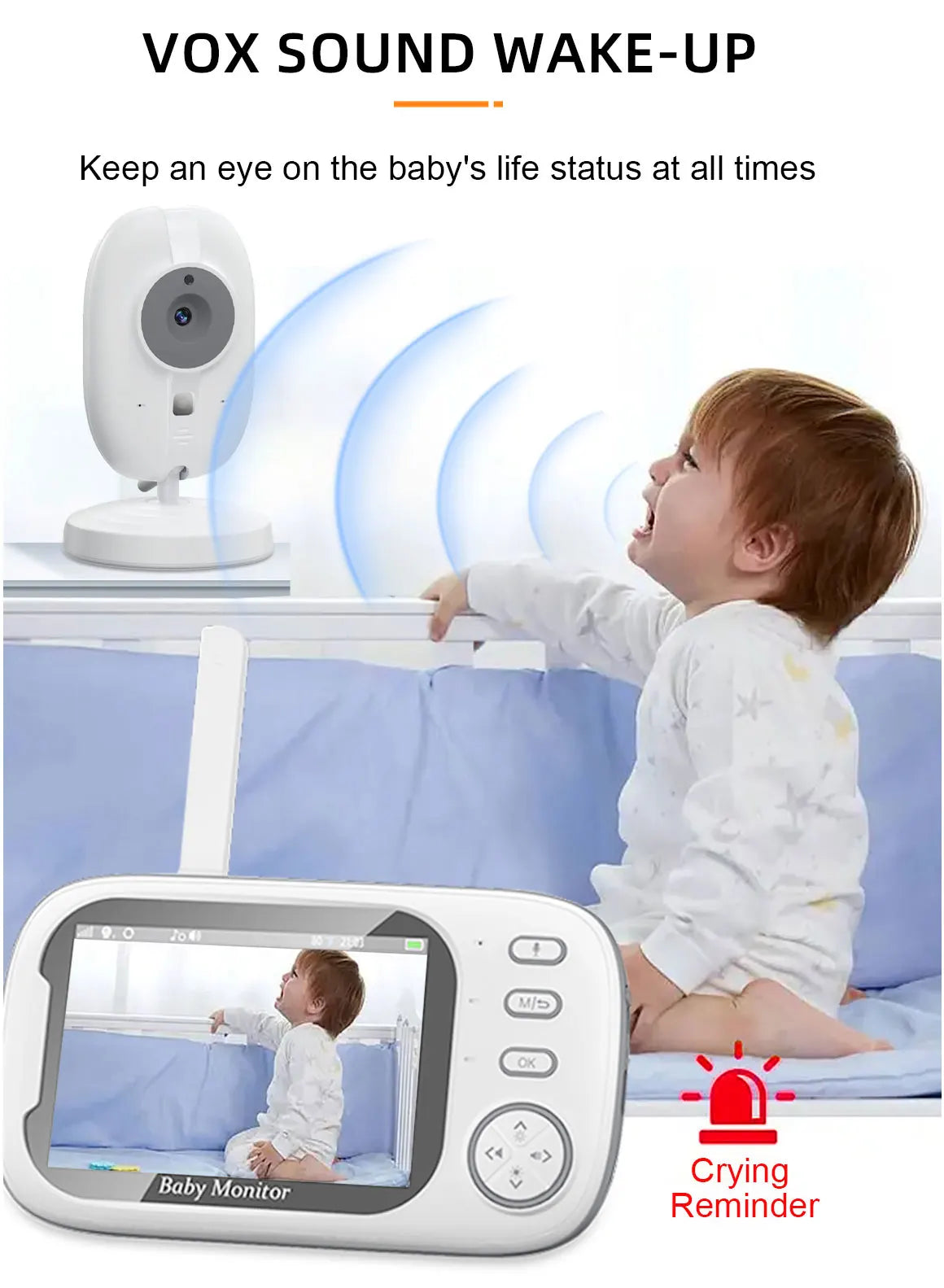 3.5" Wireless Baby Monitor with Night Vision, 2-Way Audio & Temperature Sensor