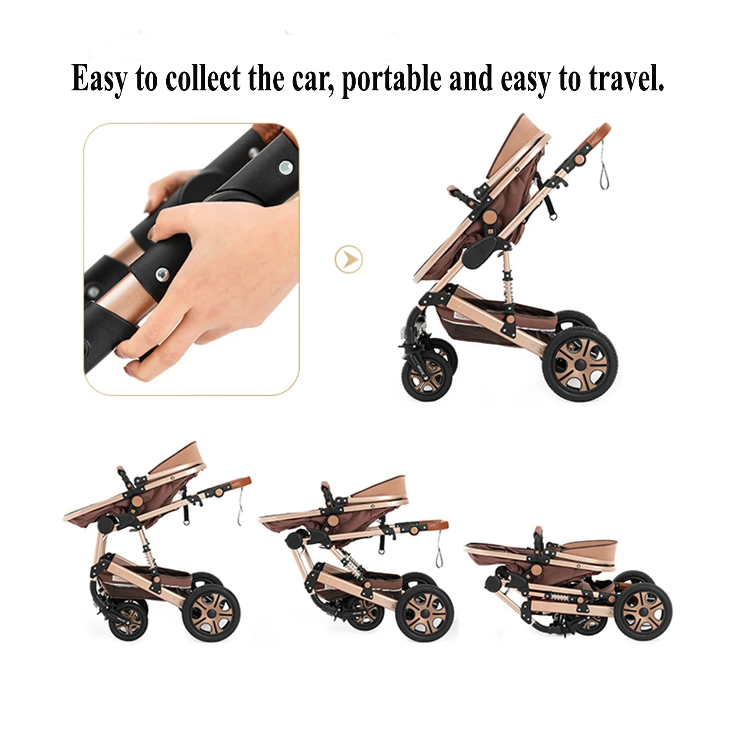 3-in-1 Luxury Baby Stroller Travel System with Car Seat & Foldable Bassinet