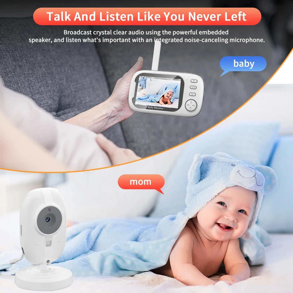 3.5" Wireless Baby Monitor with Night Vision, 2-Way Audio & Temperature Sensor