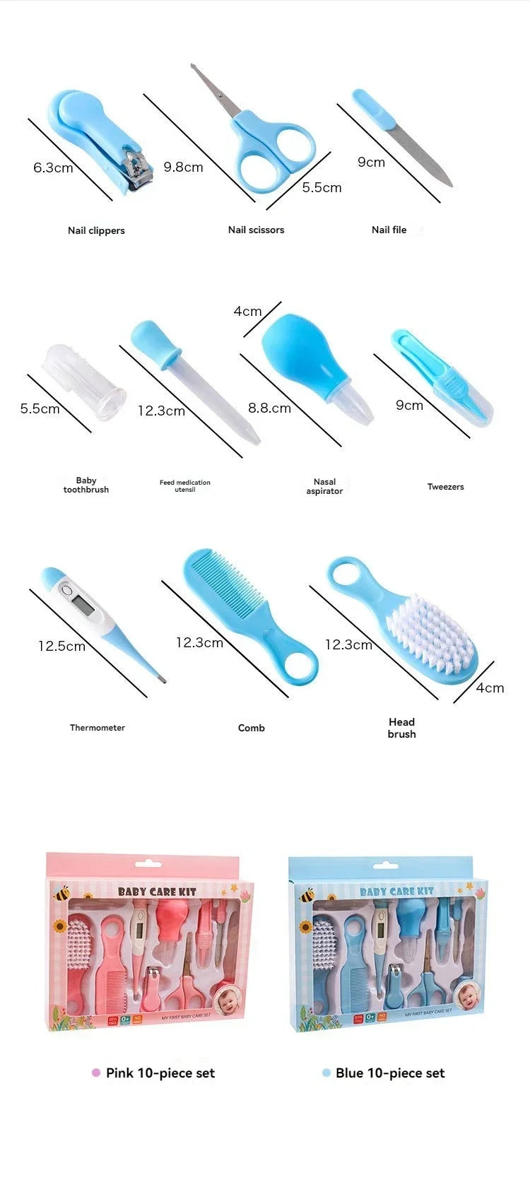 10-Piece Baby Grooming & Healthcare Kit | Newborn Care Essentials Set